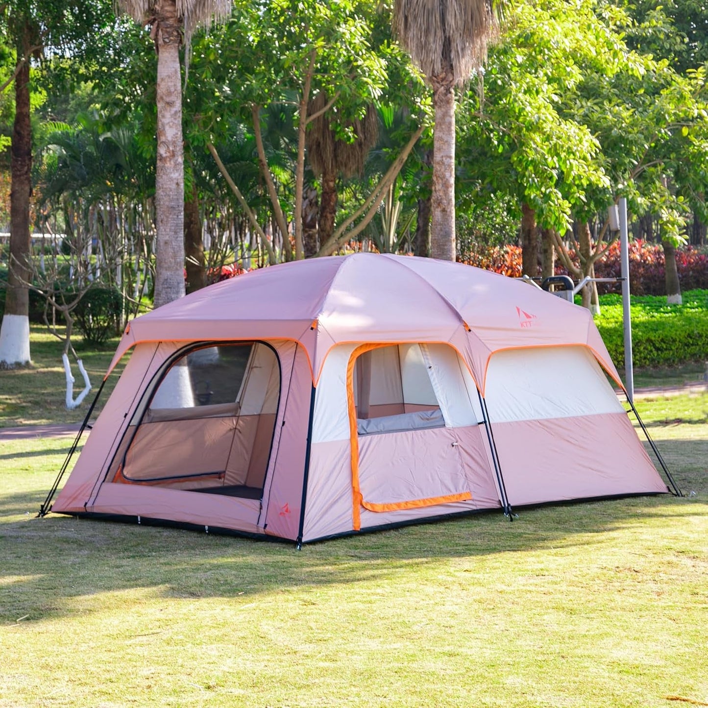 Extra Large Tent 10-12-14 Person(A),Family Cabin Tents,2 Rooms,3 Doors and 3 Windows with Mesh,Straight Wall,Waterproof,Double Layer,Big Tent for Outdoor,Picnic,Camping,Family Gathering