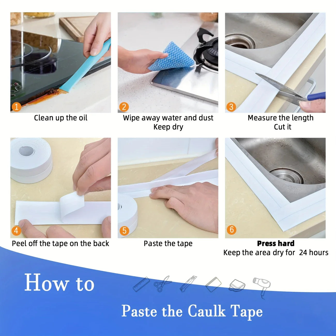 Waterproof Self-Adhesive Caul Tape – 1.5″ x 11.5 ft Roll, White Smootkh-Finish Sealant Strip