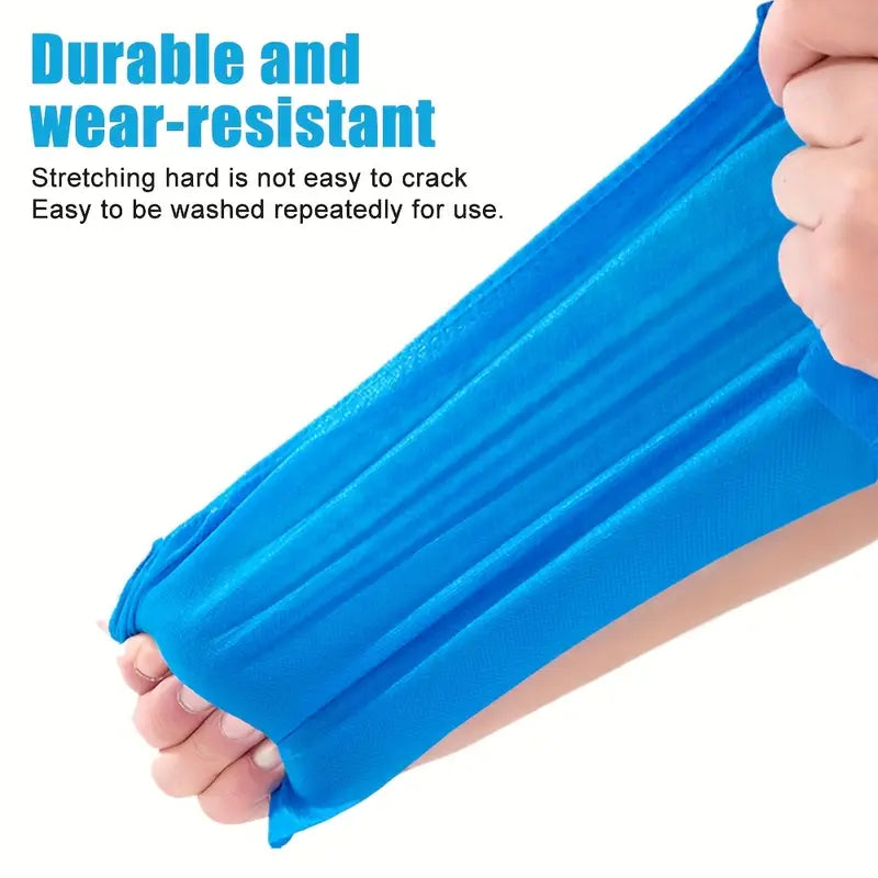 200pcs Blue Disposable Shoe Covers – Durable Non-Woven Fabric, Reusable Indoor Shoe Protection
