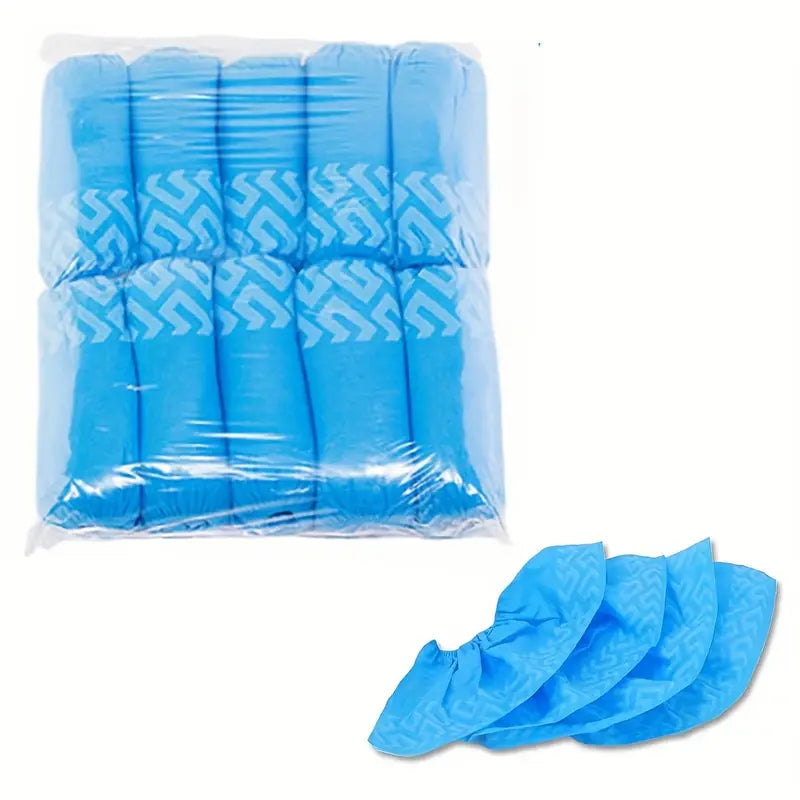 200pcs Blue Disposable Shoe Covers – Durable Non-Woven Fabric, Reusable Indoor Shoe Protection