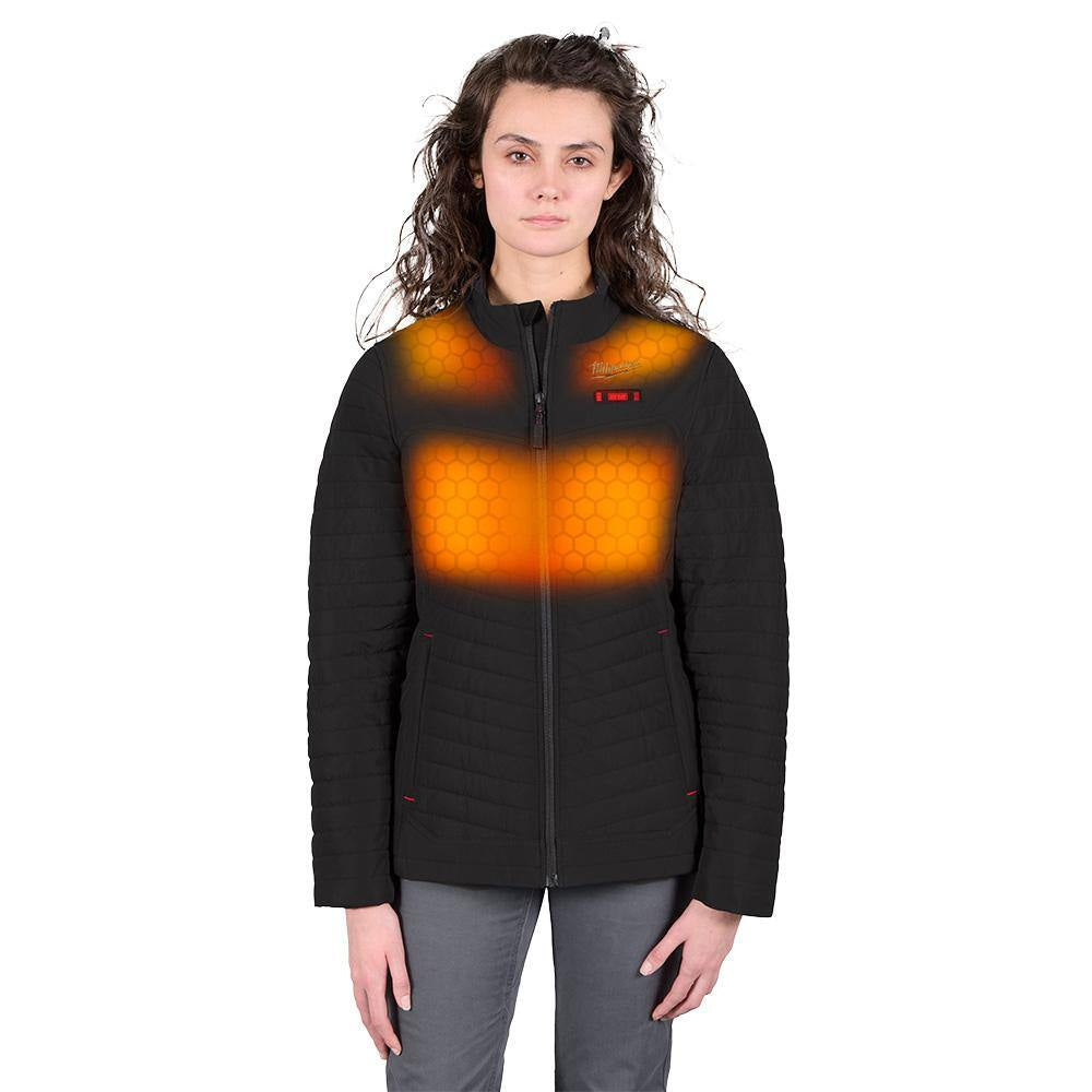 Women'S Large M12 12-Volt Lithium-Ion Cordless AXIS Black Heated Quilted Jacket Kit with (1) 3.0 Ah Battery and Charger