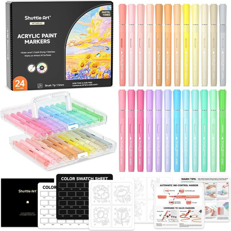 44 Pcs Magic Foam Texture Painting Kit, Including 28 Pcs Foam Texture Paper, 12 Colors Brush Tip Automatic Ink Control Acrylic Paint Markers, Magical 3D Effect Painting Kit for DIY Arts,Toys, Toy Crafts Gift