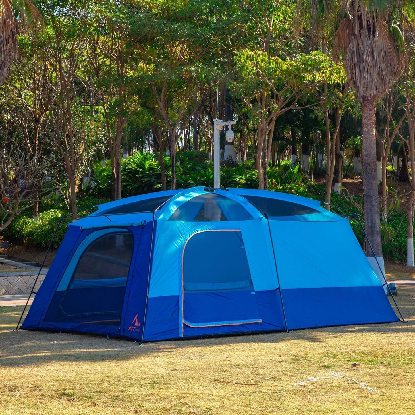 Extra Large Tent 10-12-14 Person(A),Family Cabin Tents,2 Rooms,3 Doors and 3 Windows with Mesh,Straight Wall,Waterproof,Double Layer,Big Tent for Outdoor,Picnic,Camping,Family Gathering