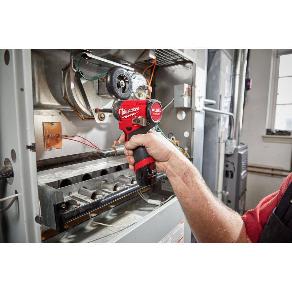M12 FUEL 12-Volt Li-Ion Brushless Cordless Hammer Drill and Impact Driver Combo Kit (2-Tool) with M12 Right Angle Drill