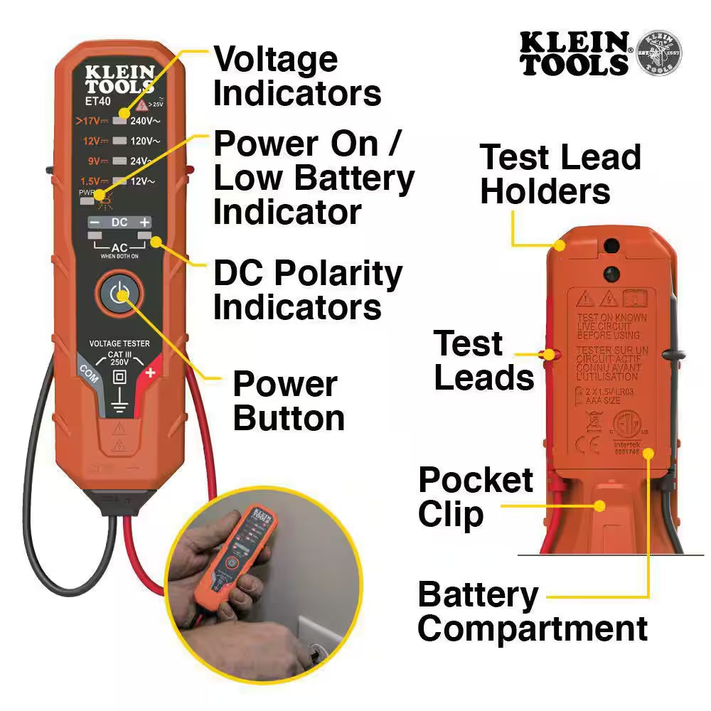 400 Amp Digital Clamp Meter Electrical Testet Set, Non-Contact Voltage Tester, Recepticle Tester and Voltage Tester