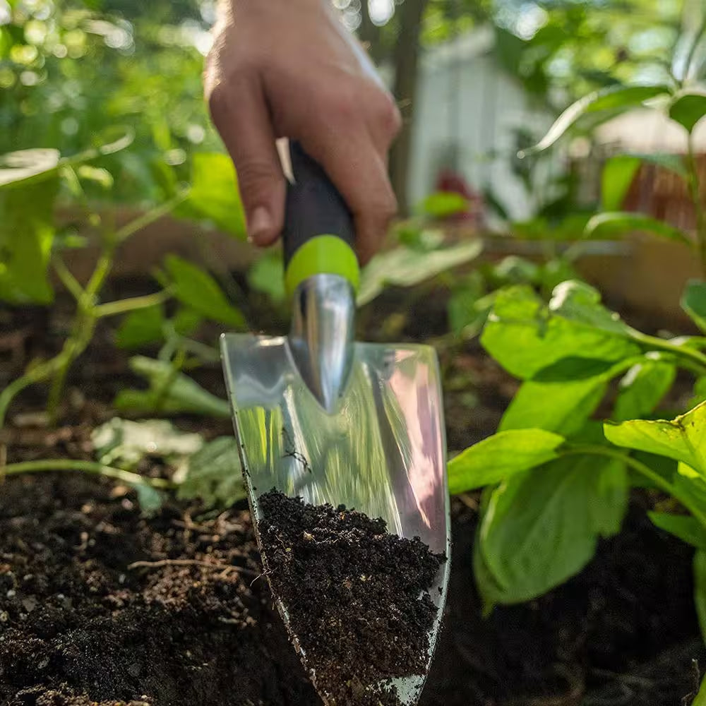 5 In. Polypropylene Handle DIG Aluminum Ergonomic Garden Hand Trowel in Green