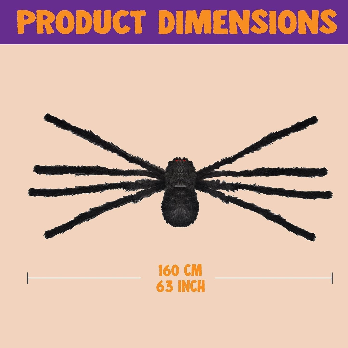 2 Pack 5 Ft Halloween Outdoor Decorations Hairy Black Spider, Scary Giant Spider, Fake Large Haunted House Props, Halloween Yard Lawn Decorations Party Indoor Decor