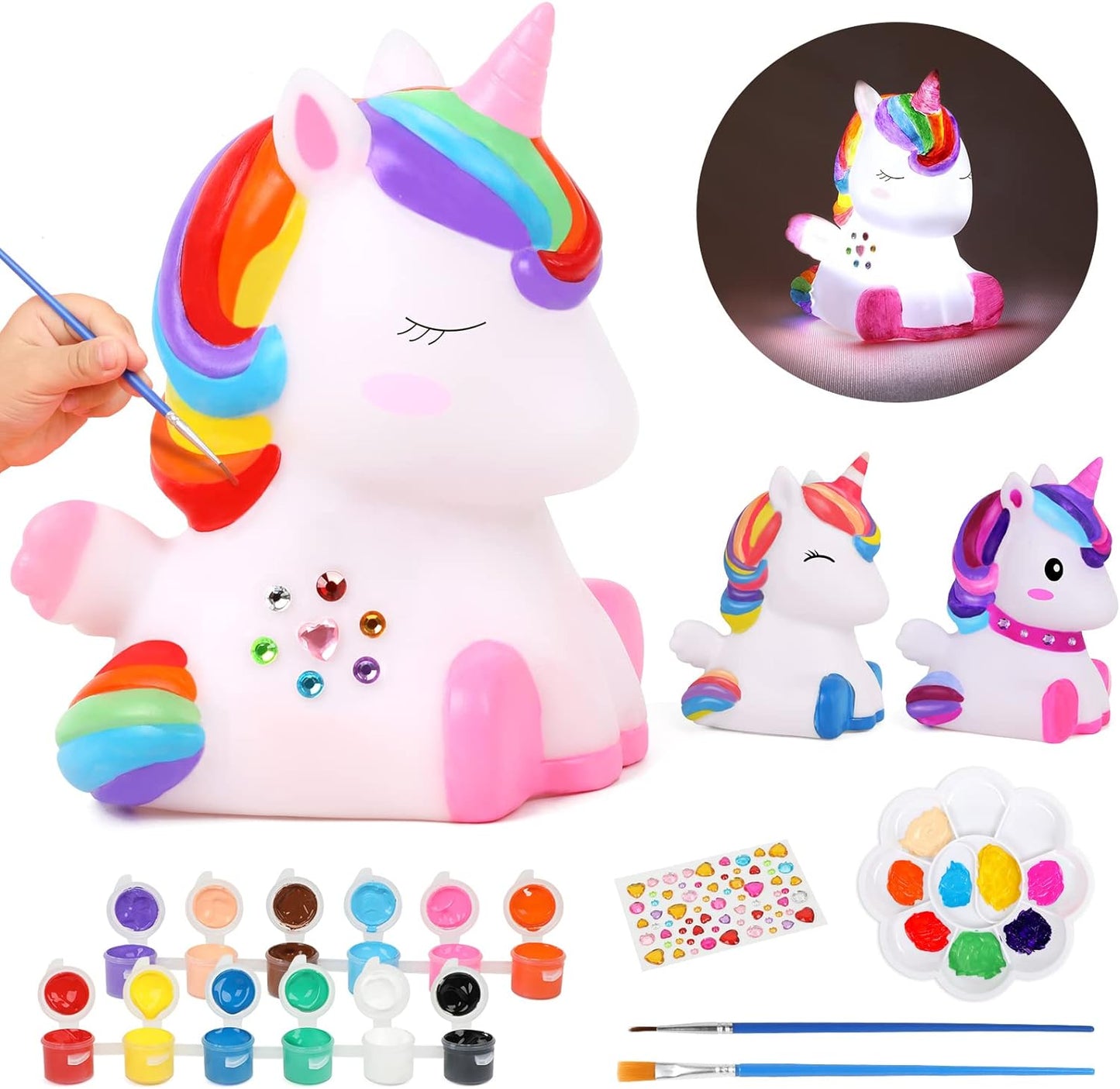 Paint Your Own Unicorn Night Light Art Kit, Arts and Crafts for Kids Ages 4-8,Unicorns Gifts for Girls Painting Kit Unicorn Toys for Kids 4 5 6 7 8 9 10 11 12+ (1Pc)