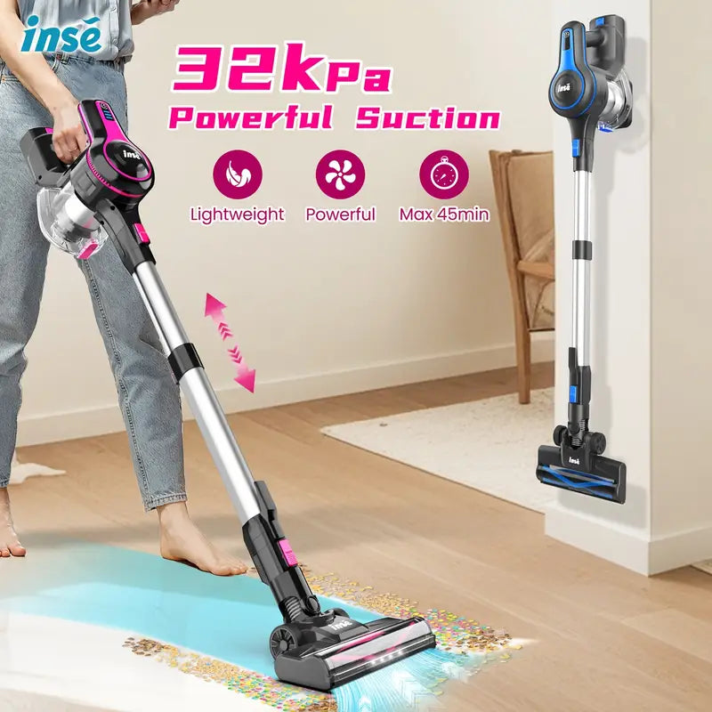 INSE N5 6-in-1 Cordless Handheld Vacuum Cleaner – 32 kPa, 45-Min Runtime, Detachable Battery, 40.6 oz Dust Cup, LED Brush (Hardwood, Carpet, Pet Hair)
