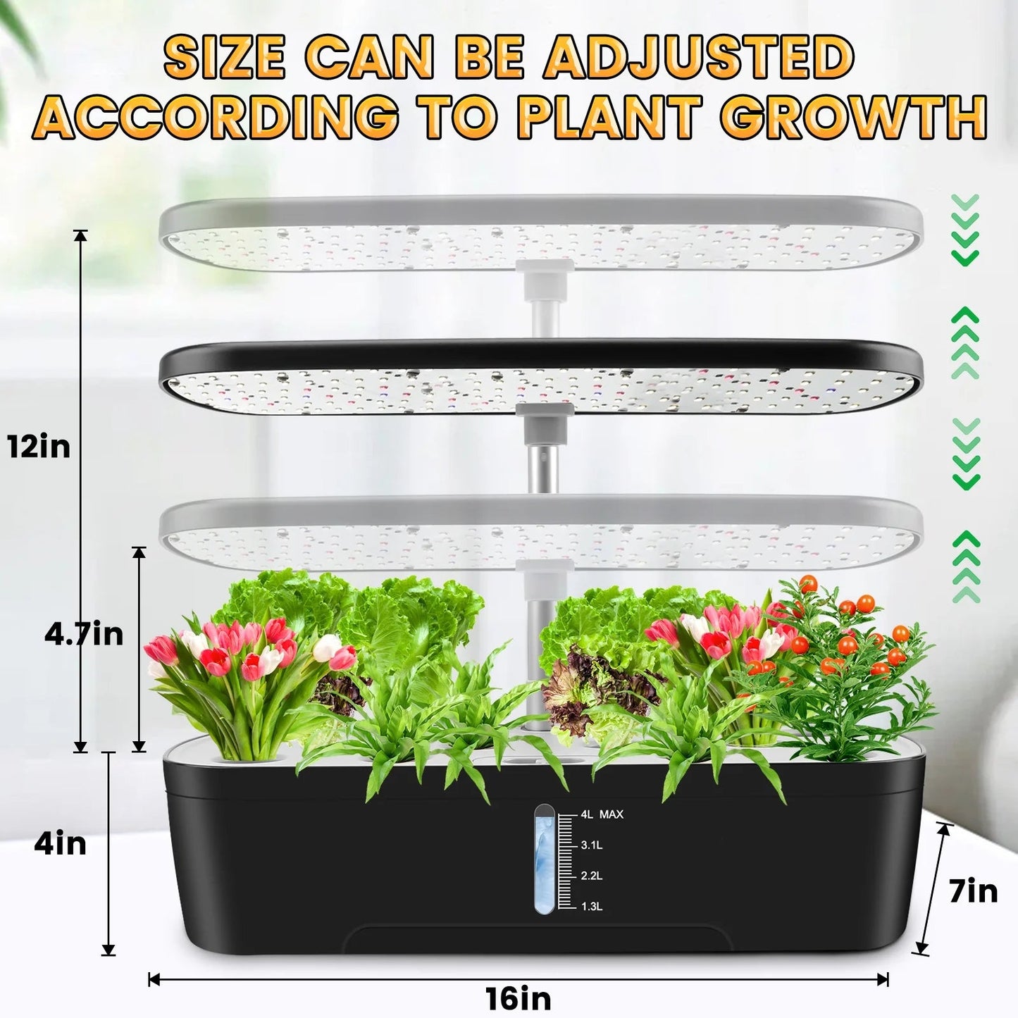 12 Pods Hydroponics Growing System, Indoor Herb Garden Kit with Grow Lights, Height Adjustable Planting Germination Kit with Pump, Gardening Gifts Home Decor
