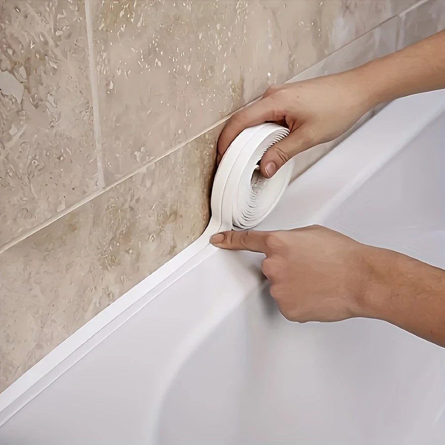 Waterproof Self-Adhesive Caul Tape – 1.5″ x 11.5 ft Roll, White Smootkh-Finish Sealant Strip