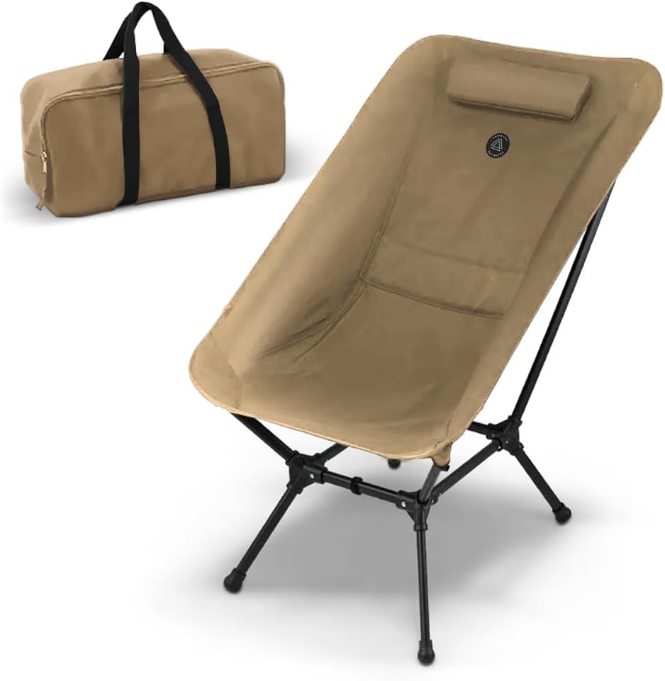 Low Back Folding Camping Chairs for Adults with Storage Pouches & Carrying Case - Foldable Lawn Chairs, Beach Chair, Fishing Chair, Portable Lightweight Outdoor Chair. (Black)