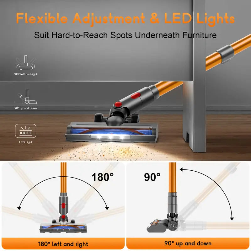 Cordless Stick Vacuum Cleaner - Rechargeable, 35Kpa/45Kpa Powerful Vacuums with Removable Battery Display, Max 45Mins Runtime, 8in 1 Handheld Vacuum for Hardfloor & Carpets Pet Hair