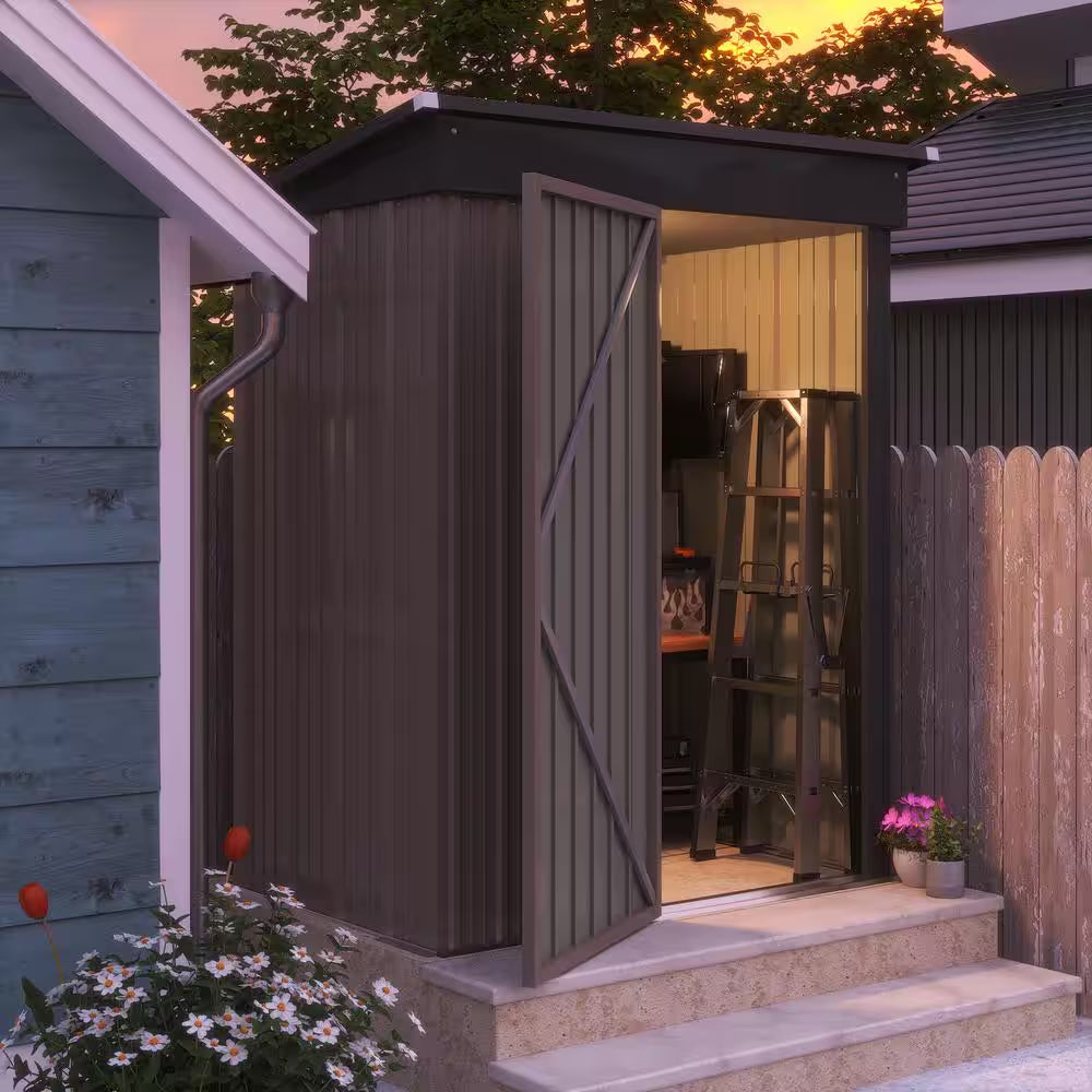 5 Ft. W X 3 Ft. D Outdoor Storage Metal Shed Lockable Metal Garden Shed for Backyard Outdoor (14.5 Sq. Ft.)