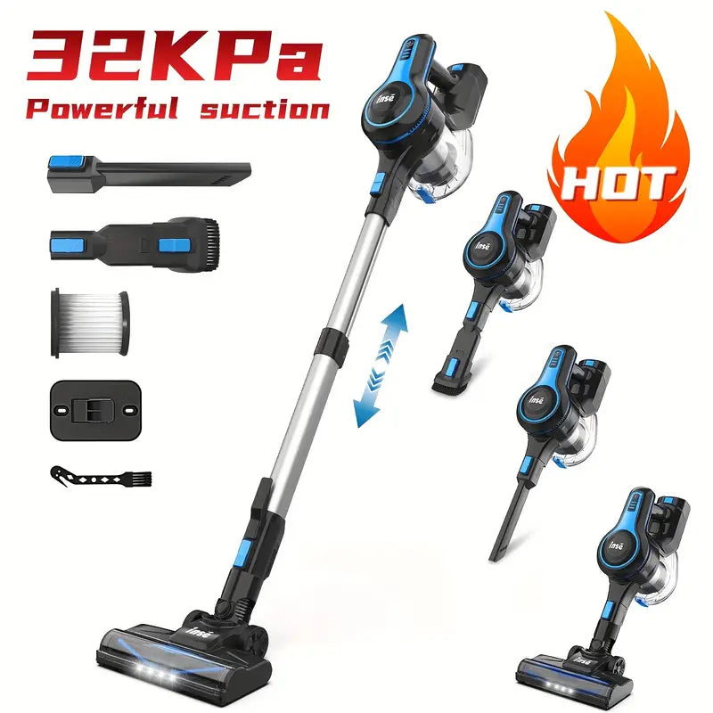 INSE N5 6-in-1 Cordless Handheld Vacuum Cleaner – 32 kPa, 45-Min Runtime, Detachable Battery, 40.6 oz Dust Cup, LED Brush (Hardwood, Carpet, Pet Hair)