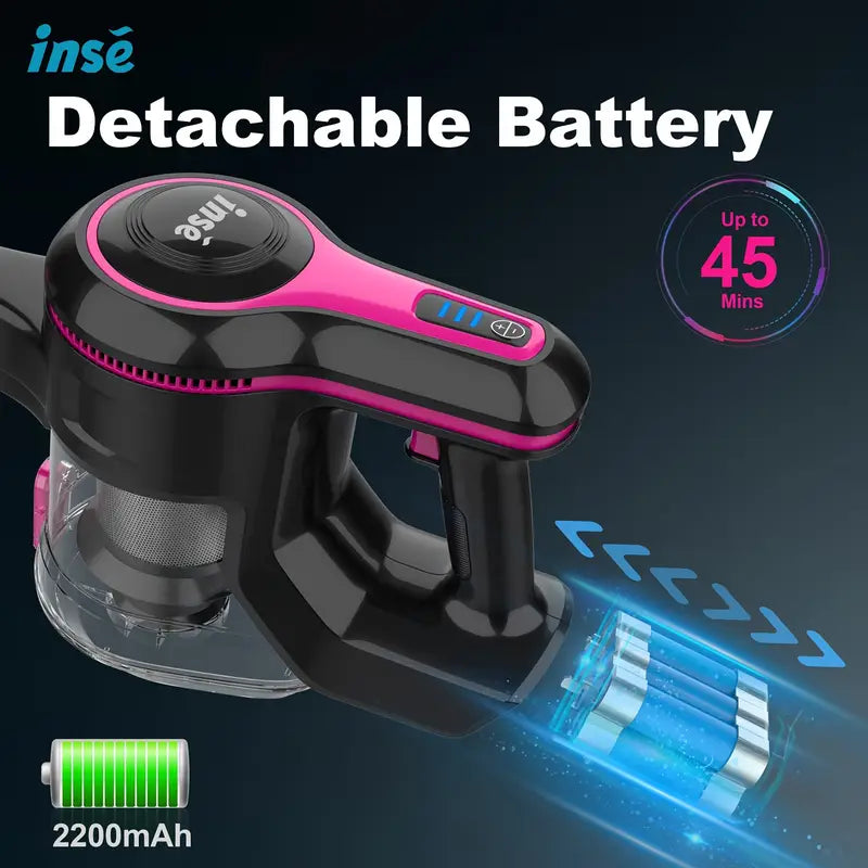 INSE N5 6-in-1 Cordless Handheld Vacuum Cleaner – 32 kPa, 45-Min Runtime, Detachable Battery, 40.6 oz Dust Cup, LED Brush (Hardwood, Carpet, Pet Hair)