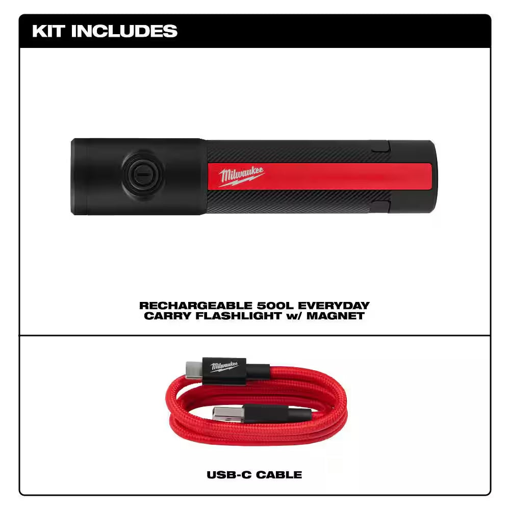 500 Lumens EDC Everyday Carry Internal Rechargeable Flashlight with Magnet
