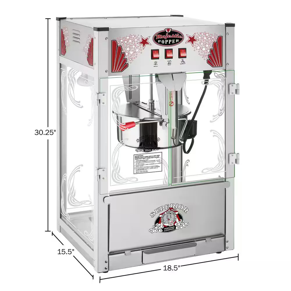 Commercial 16 Oz. Majestic Silver Countertop Popcorn Machine