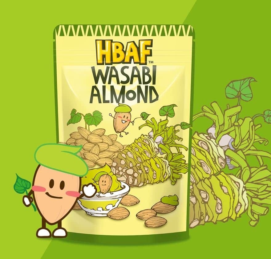 Gilim Korean Seasoned Almonds (Wasabi, 1 X 210 Gram Pack)