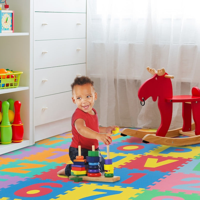 96-Piece Alphabet Foam Puzzle- Pop-Out Letters and Numbers- Floor Playmat for Kids, Toddlers and Infants Home