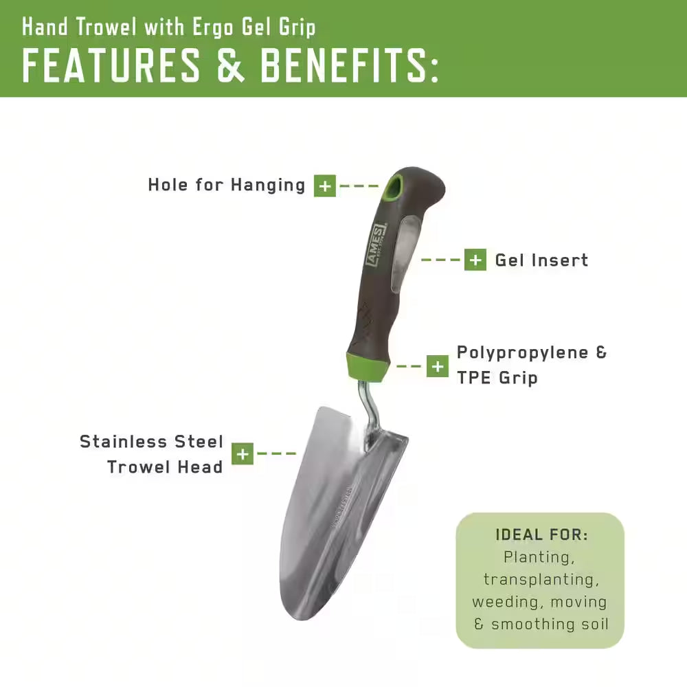 3-Piece Garden Tool Set - Hand Trowel, Hand Transplanter and Hand Cultivator