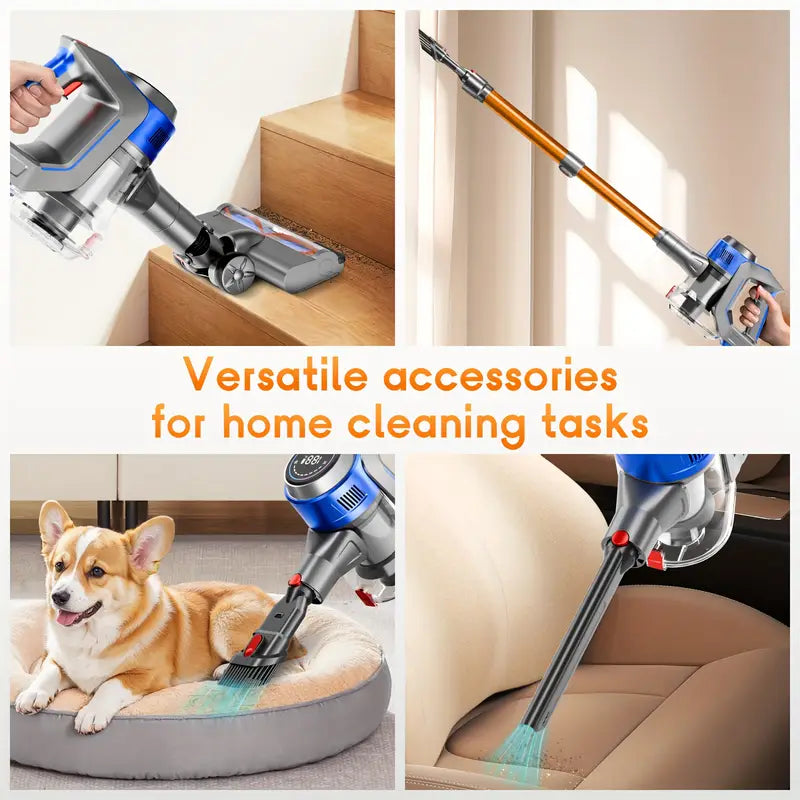 Cordless Stick Vacuum Cleaner - Rechargeable, 35Kpa/45Kpa Powerful Vacuums with Removable Battery Display, Max 45Mins Runtime, 8in 1 Handheld Vacuum for Hardfloor & Carpets Pet Hair