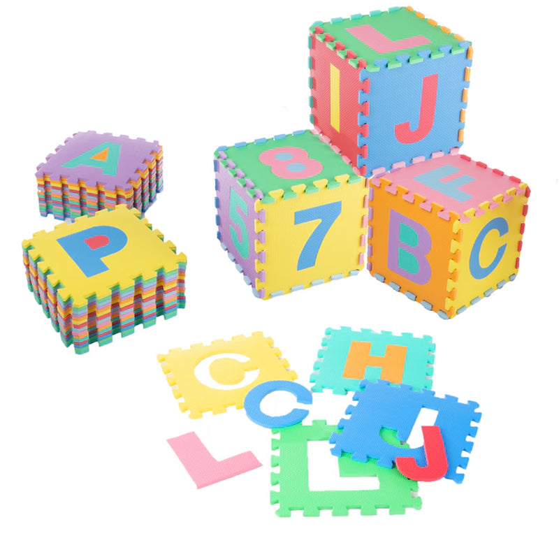 96-Piece Alphabet Foam Puzzle- Pop-Out Letters and Numbers- Floor Playmat for Kids, Toddlers and Infants Home