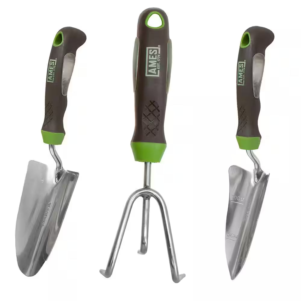 3-Piece Garden Tool Set - Hand Trowel, Hand Transplanter and Hand Cultivator