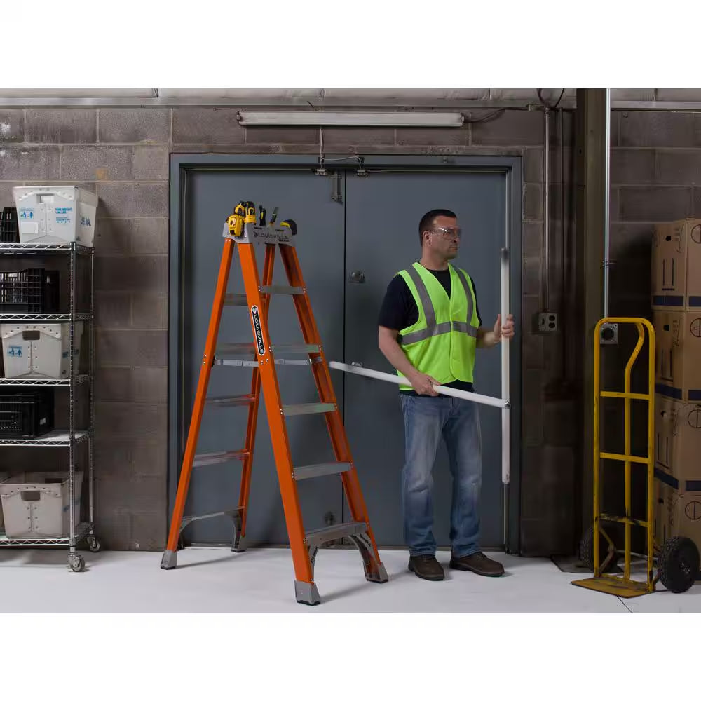 6 Ft. Fiberglass Step Ladder (10 Ft. Reach) with 300 Lbs. Load Capacity, Type IA Duty Rating