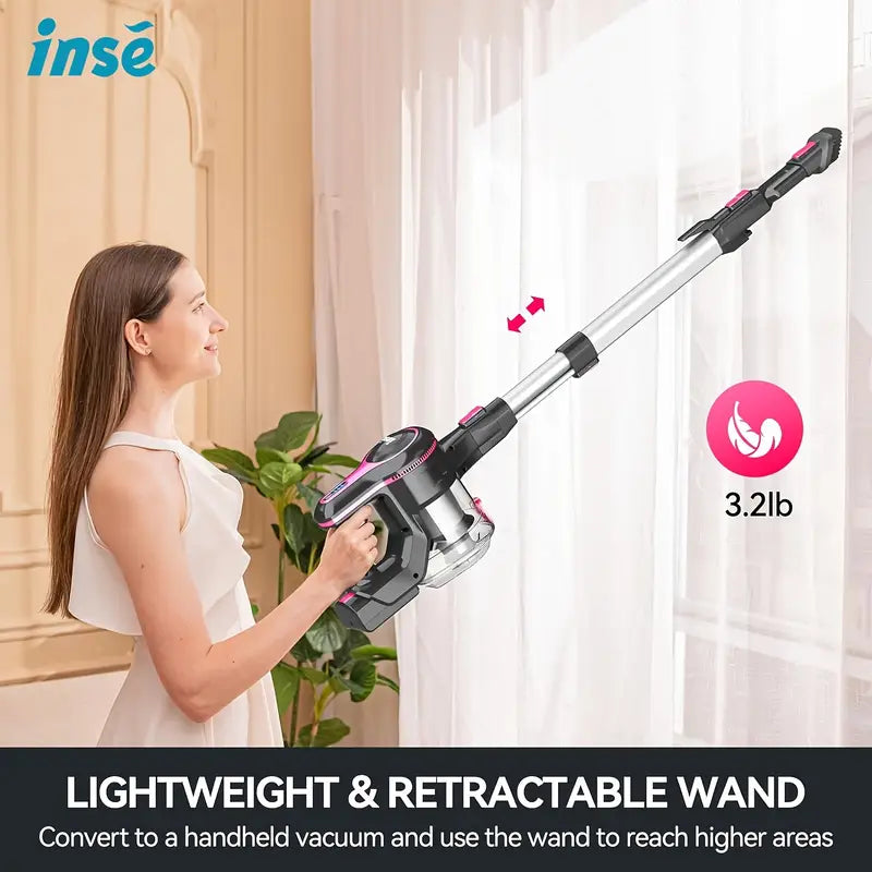 INSE N5 6-in-1 Cordless Handheld Vacuum Cleaner – 32 kPa, 45-Min Runtime, Detachable Battery, 40.6 oz Dust Cup, LED Brush (Hardwood, Carpet, Pet Hair)