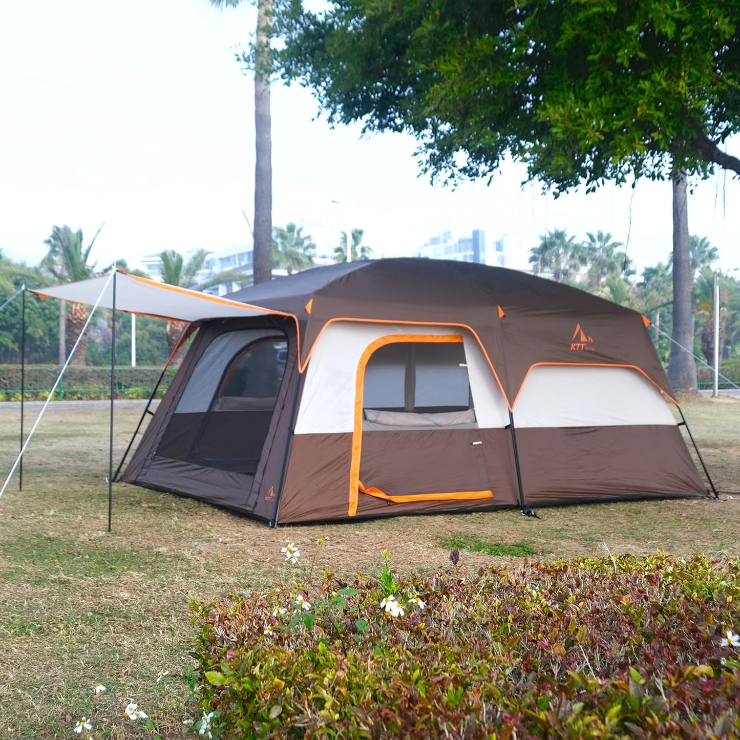 Extra Large Tent 10-12-14 Person(A),Family Cabin Tents,2 Rooms,3 Doors and 3 Windows with Mesh,Straight Wall,Waterproof,Double Layer,Big Tent for Outdoor,Picnic,Camping,Family Gathering
