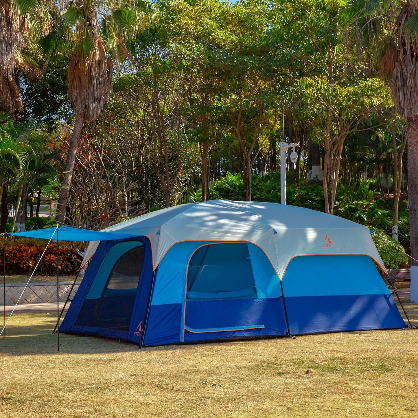 Extra Large Tent 10-12-14 Person(A),Family Cabin Tents,2 Rooms,3 Doors and 3 Windows with Mesh,Straight Wall,Waterproof,Double Layer,Big Tent for Outdoor,Picnic,Camping,Family Gathering