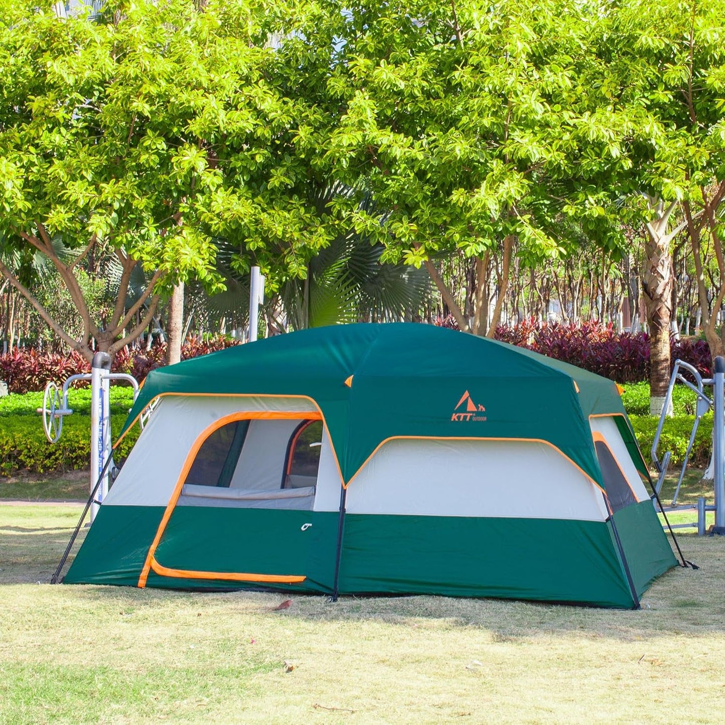 Extra Large Tent 10-12-14 Person(A),Family Cabin Tents,2 Rooms,3 Doors and 3 Windows with Mesh,Straight Wall,Waterproof,Double Layer,Big Tent for Outdoor,Picnic,Camping,Family Gathering