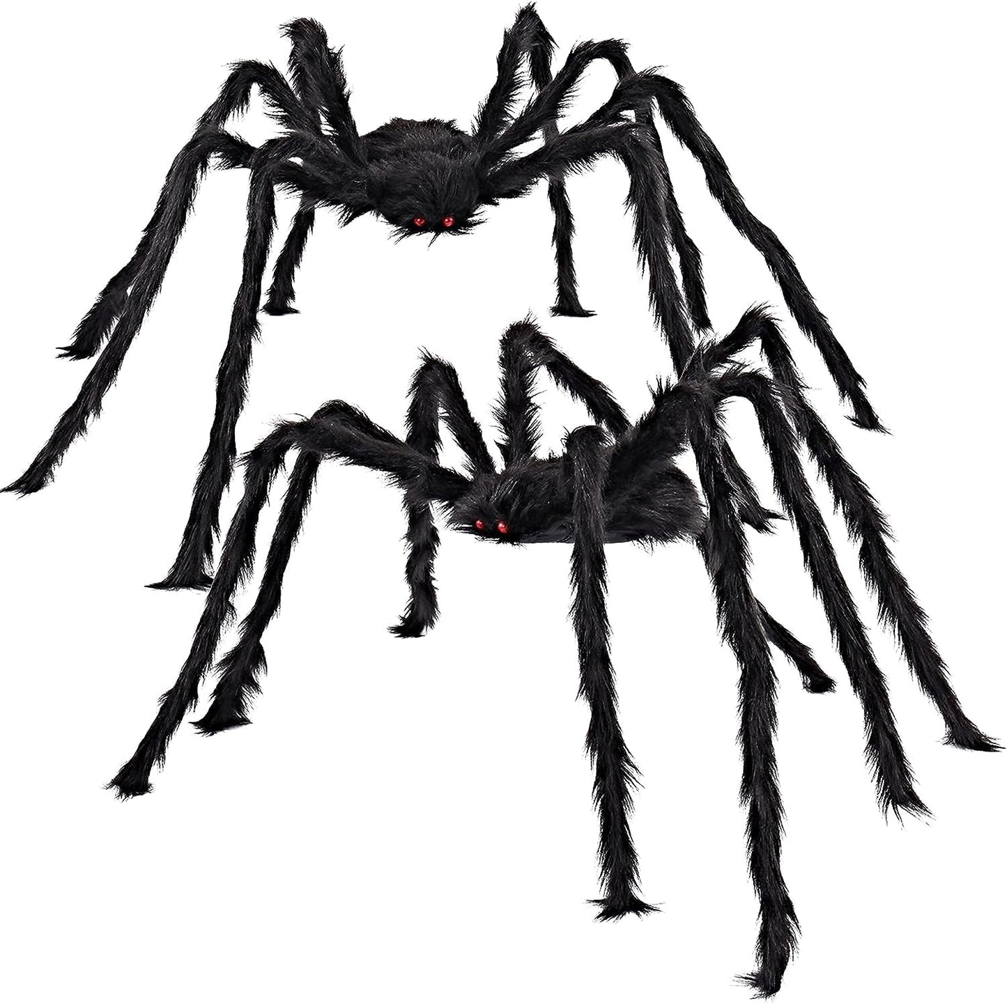 2 Pack 5 Ft Halloween Outdoor Decorations Hairy Black Spider, Scary Giant Spider, Fake Large Haunted House Props, Halloween Yard Lawn Decorations Party Indoor Decor