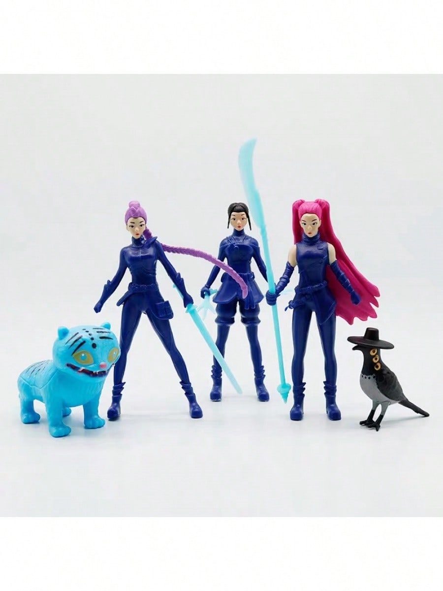 5pcs K-pop Action Figure Set – Derpys Tiger, Rumi, Mira, Zoey & Sussy Collectible Dolls for Fans