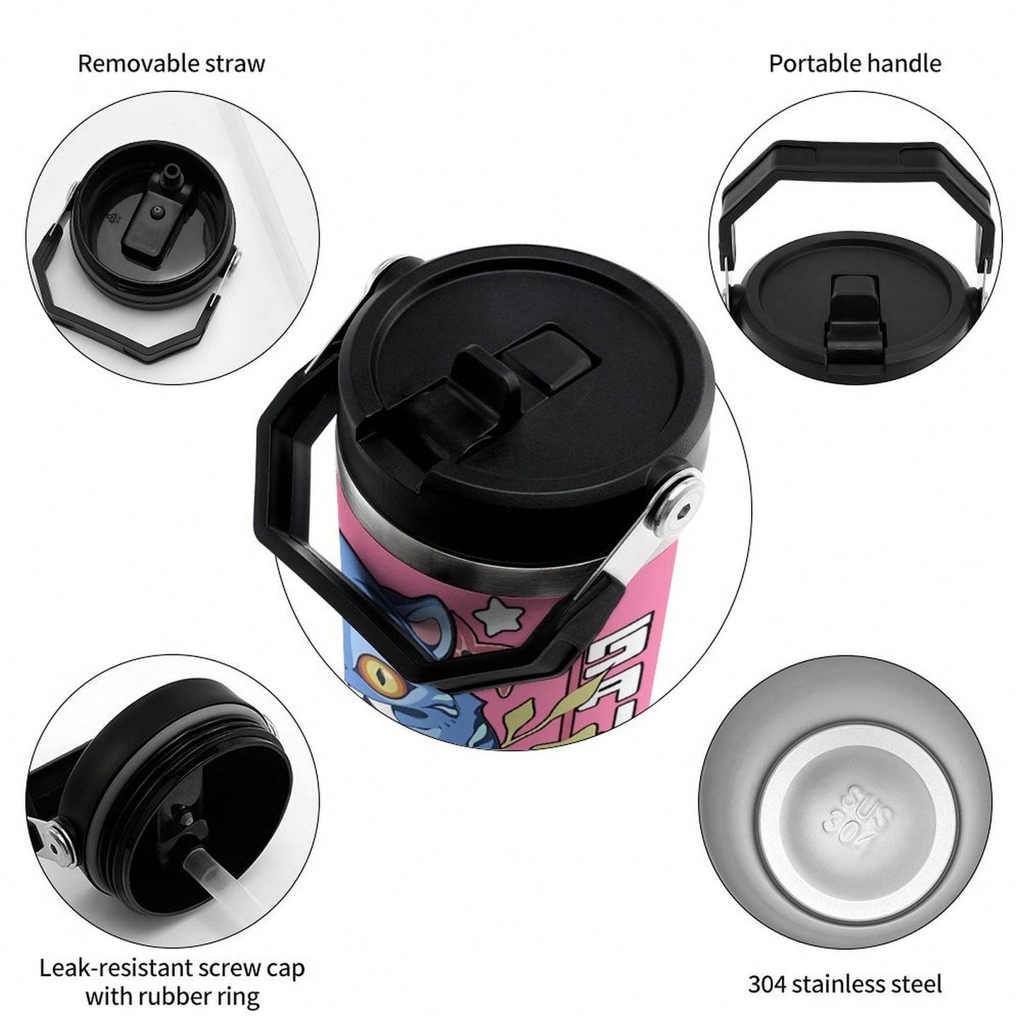 Kpop Themed 30oz Stainless Steel Vacuum Tumbler – Car Cup with Straw & Lid | Gift for Fans