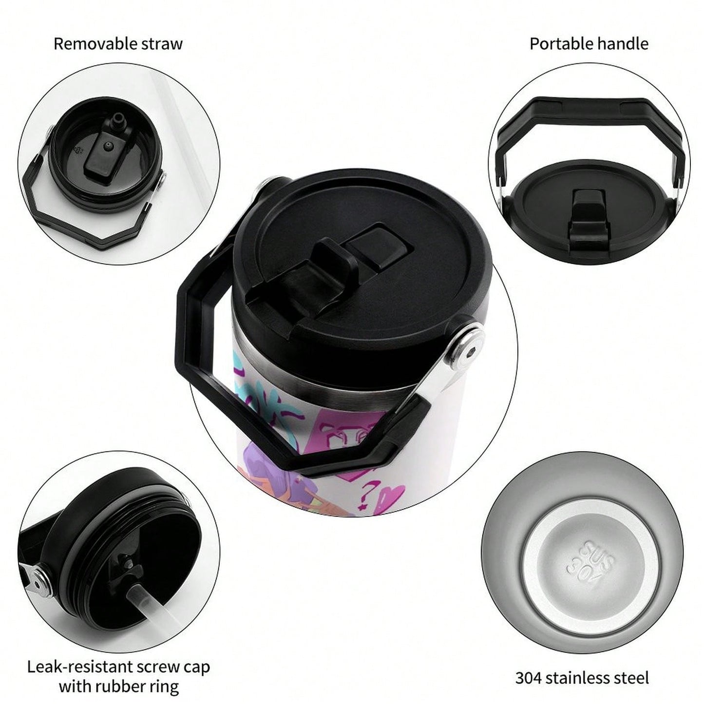 Neon Demon Kpop 30oz Insulated Car Tumbler – Anime Travel Mug with Lid & Straw | Stainless Steel Vacuum Cup