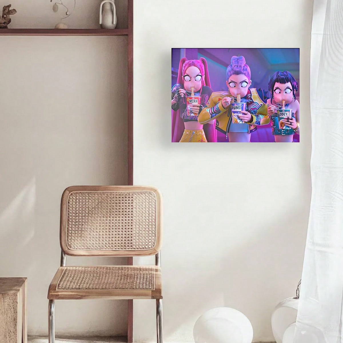 Framed K-Pop Demon Hunters Poster – Modern Minimalist Movie Wall Art for Living Room & Bedroom