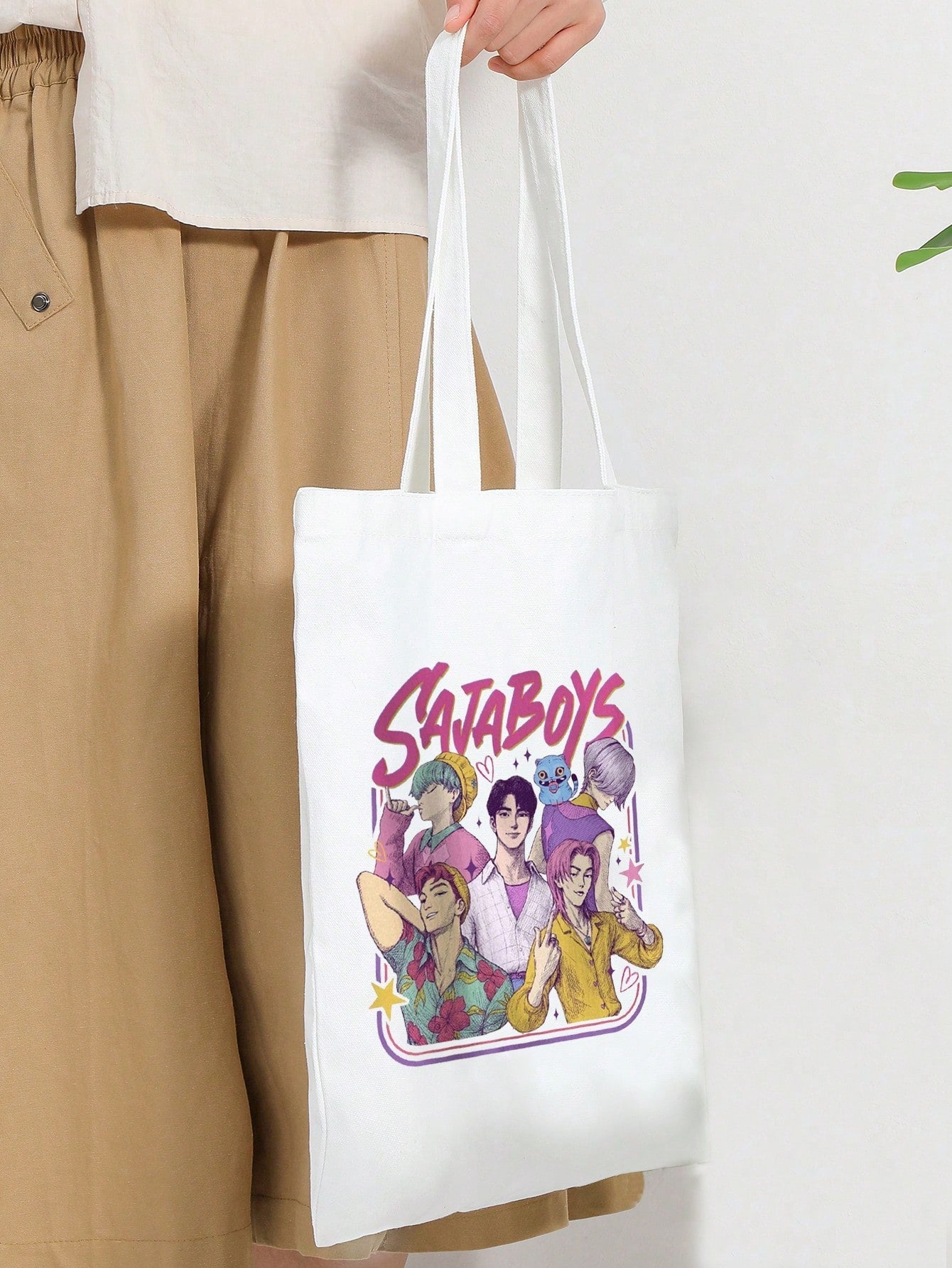 Saja K-pop Demon Inspired Tote Bag – Movie Pattern Shoulder Bag for Travel, Shopping & Daily Use