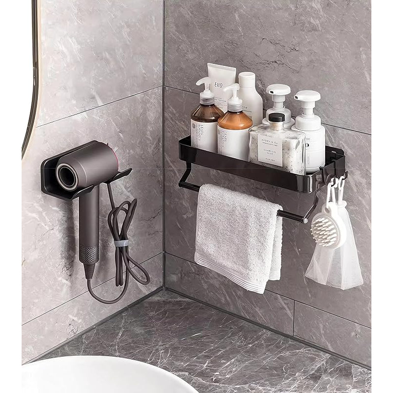 Universal Hair Dryer Holder – Wall Mount Blow Dryer Hanger with Organizer, Self-Adhesive Bathroom Cabinet Hook (1 Pack.2Pack))