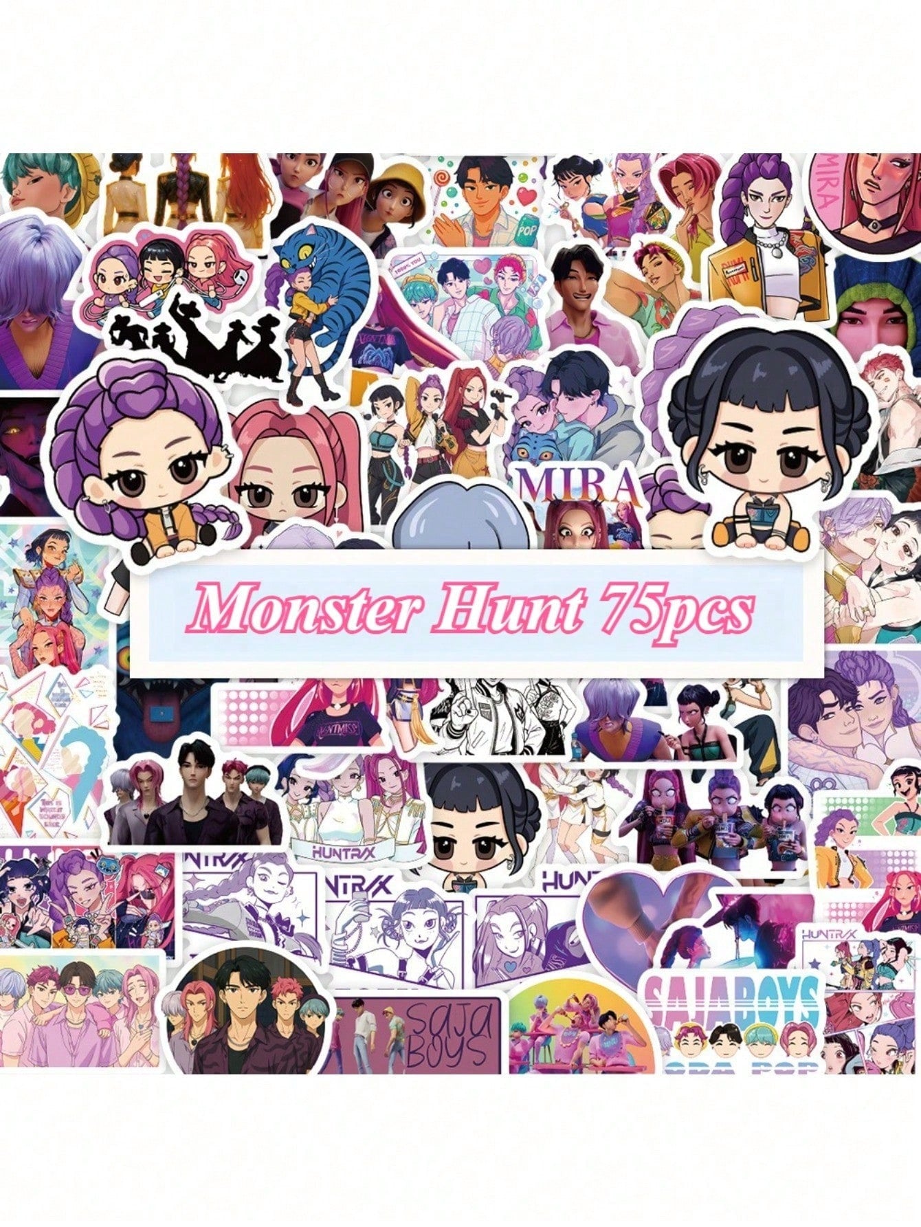 75pcs Witch Hunter Girls & Demon Boys Graffiti Stickers – Faith-Based Positive Message Decals for Laptop, Diary & Water Bottle
