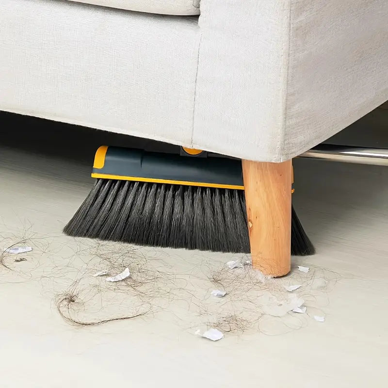 Broom & Dustpan Set (1-Set) – Foldable, Thickened Rotatable Stainless Steel Rod, Soft Non-Scratch Bristles, Indoor Cleaning Supplies (Local Warehouse Available)