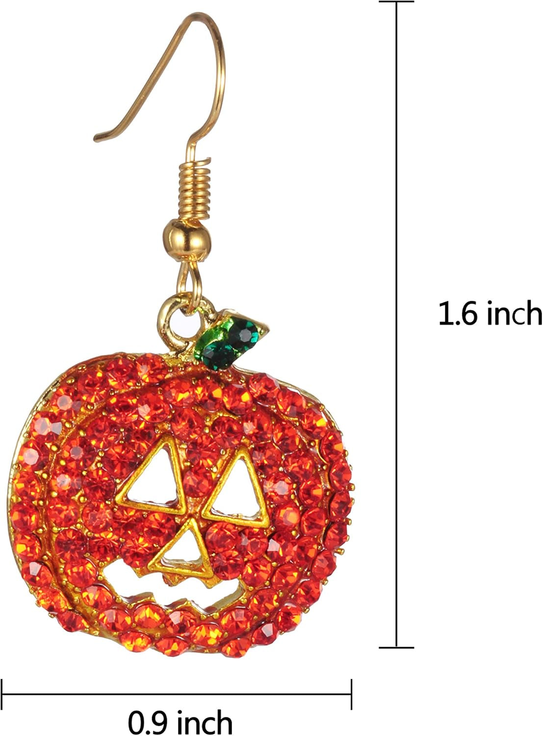 Halloween Pumpkin Earrings Red - Hypoallergenic Crystal Dangle Earring for Women Holiday Night Costume Jewelry Smiling Face Pumpkin Drop Earrings, Fun and Festive