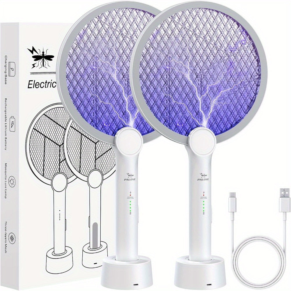 Bug Zapper Racket, 2 in 1 Fly Swatter USB Rechargeable, 4000V Electric Fly Zapper with 3 Layer Safety Mesh,Electric Racket for Kitchen, Home, Garden and Outdoors