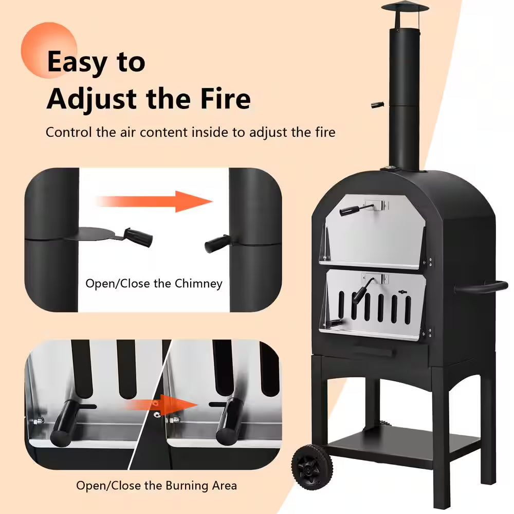 Oven Wood Fire Pizza Maker Grill Outdoor Pizza Oven with Pizza Stone and Waterproof Cover