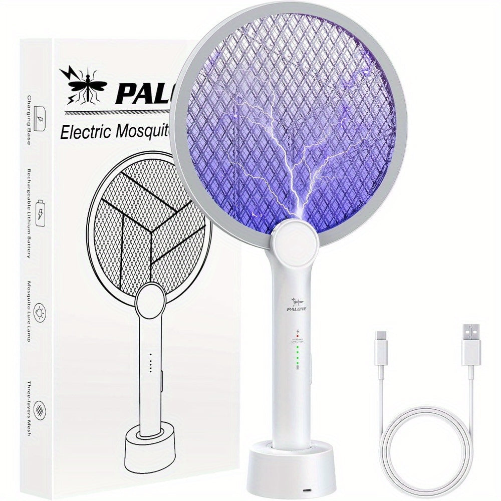 Bug Zapper Racket, 2 in 1 Fly Swatter USB Rechargeable, 4000V Electric Fly Zapper with 3 Layer Safety Mesh,Electric Racket for Kitchen, Home, Garden and Outdoors