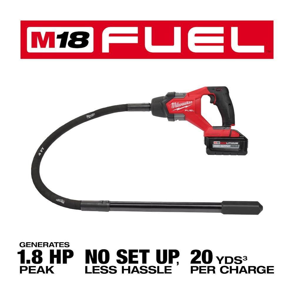 M18 FUEL 18V Lithium-Ion Brushless Cordless 4 Ft. Concrete Pencil Vibrator Kit with 6.0 Ah Battery