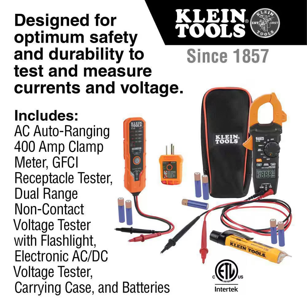 400 Amp Digital Clamp Meter Electrical Testet Set, Non-Contact Voltage Tester, Recepticle Tester and Voltage Tester