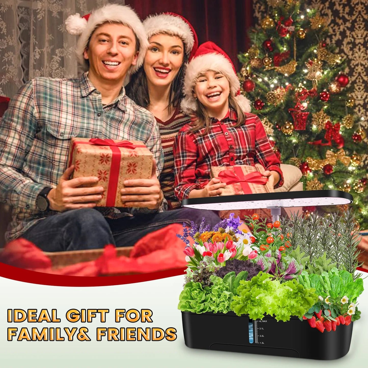 12 Pods Hydroponics Growing System, Indoor Herb Garden Kit with Grow Lights, Height Adjustable Planting Germination Kit with Pump, Gardening Gifts Home Decor