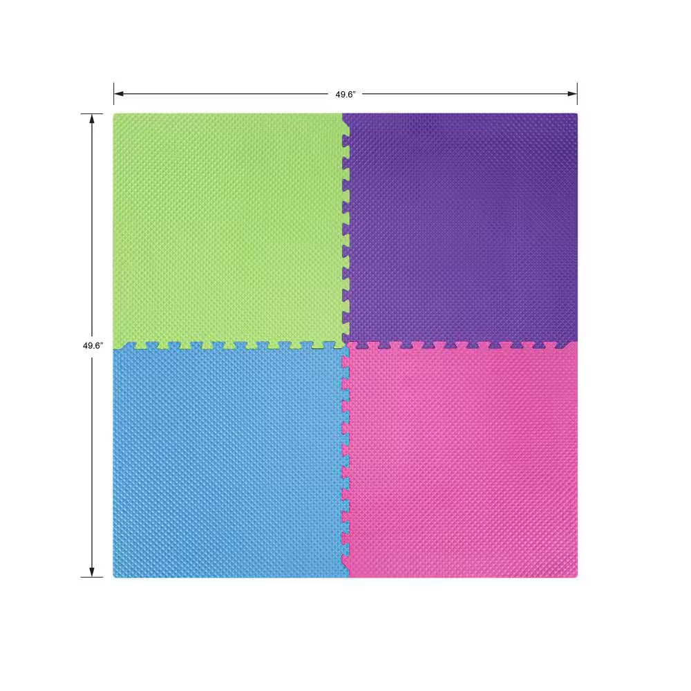 Primary Pastel 24 In. W X 24 In. L X 0.5 In. Thick Foam Exercise\Gym Flooring Tiles (4 Tiles\Case) (16 S. Ft.)